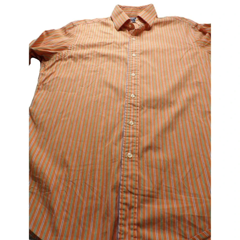 VTG Polo Ralph Lauren Regent Custom Fit Dress Shirt Cotton Men 16.5 34/35 Orange